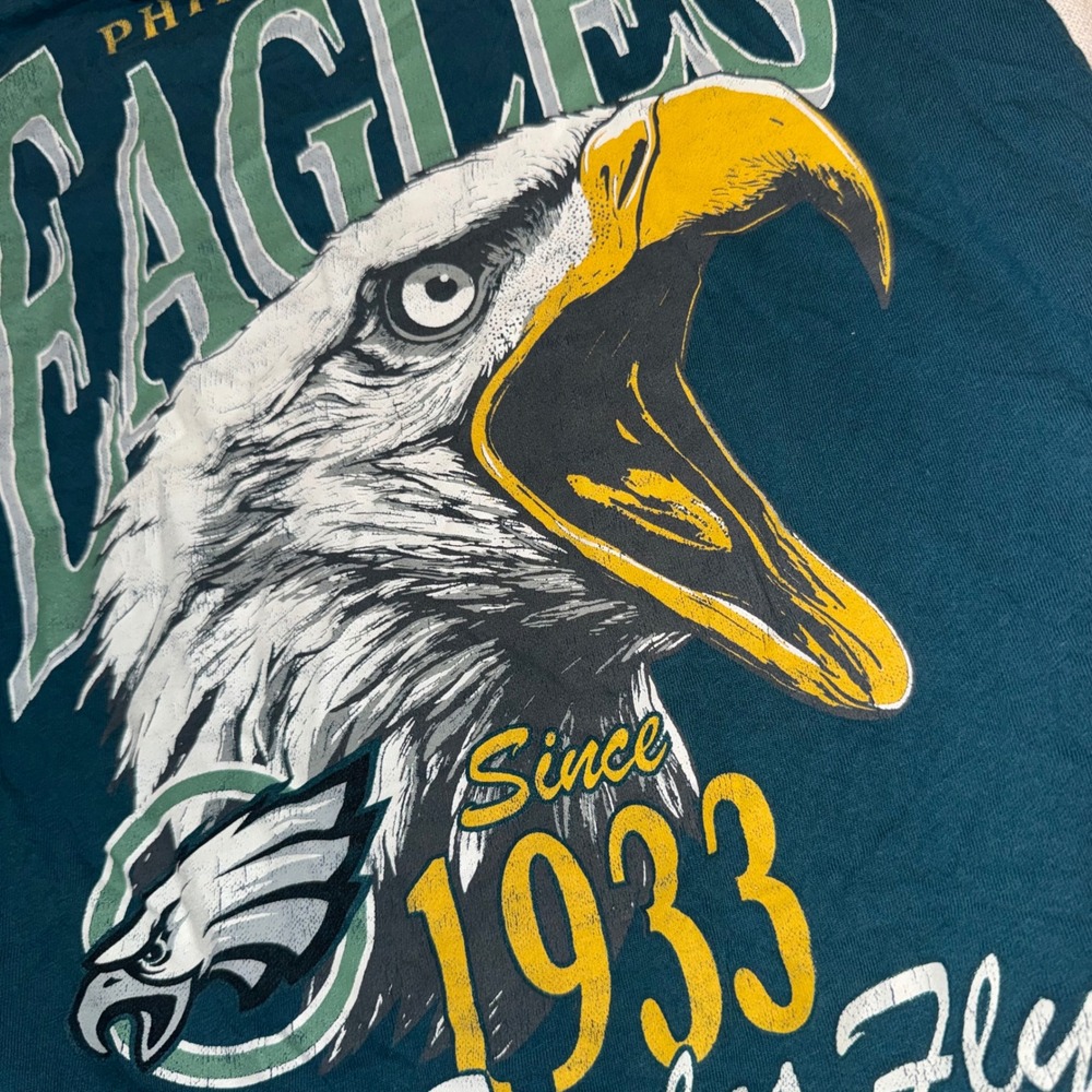 NFL Team Apparel Philadelphia Eagles Kids Shirt L 10-12 Green Graphic Tee